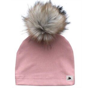Mini Mono Lille Mus Baby Pom Beanie in Blush Pink 0-6 months